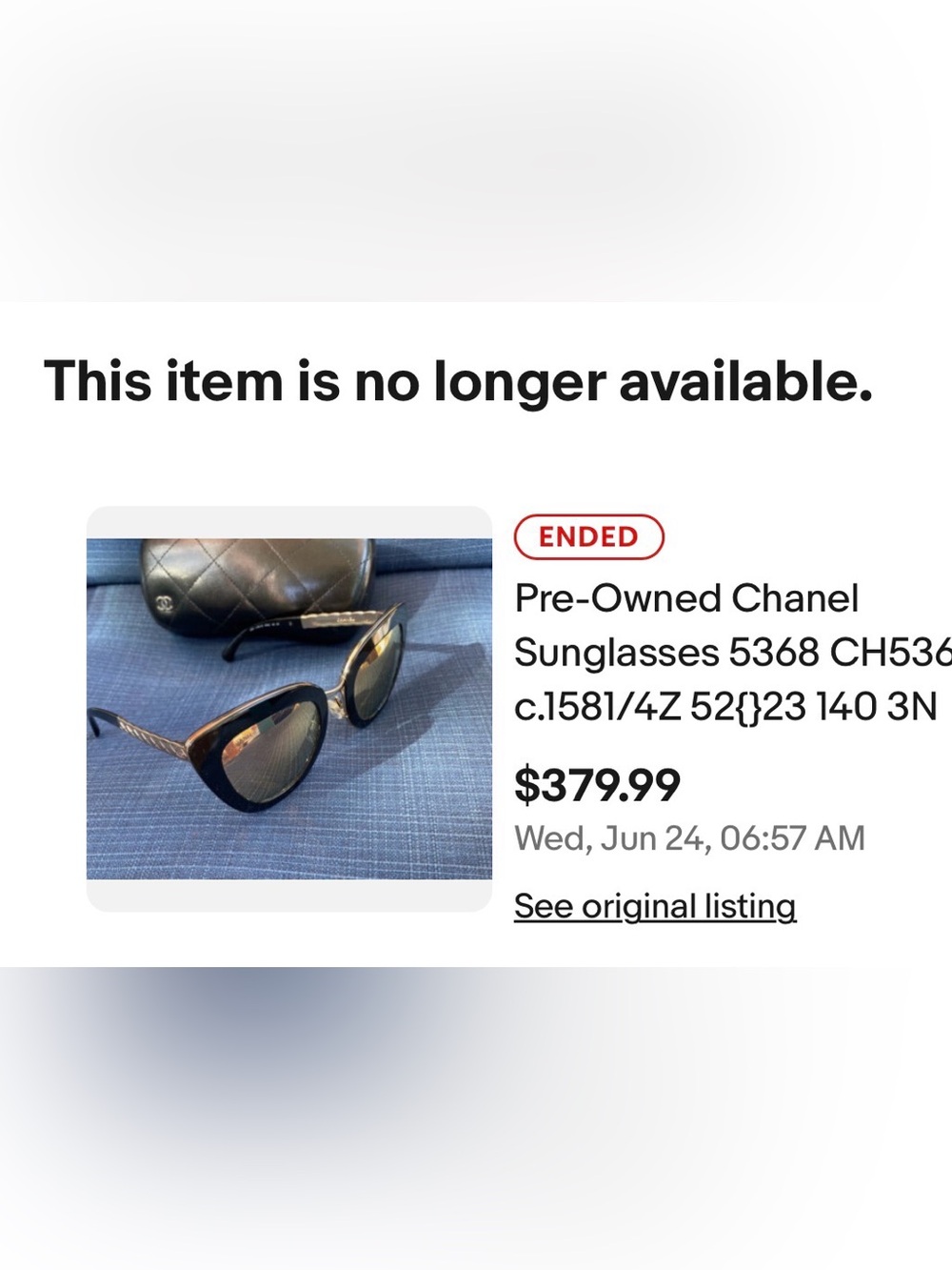 Authentic great condition Chanel Cat Eye sunglasses. - Picture 8 of 8